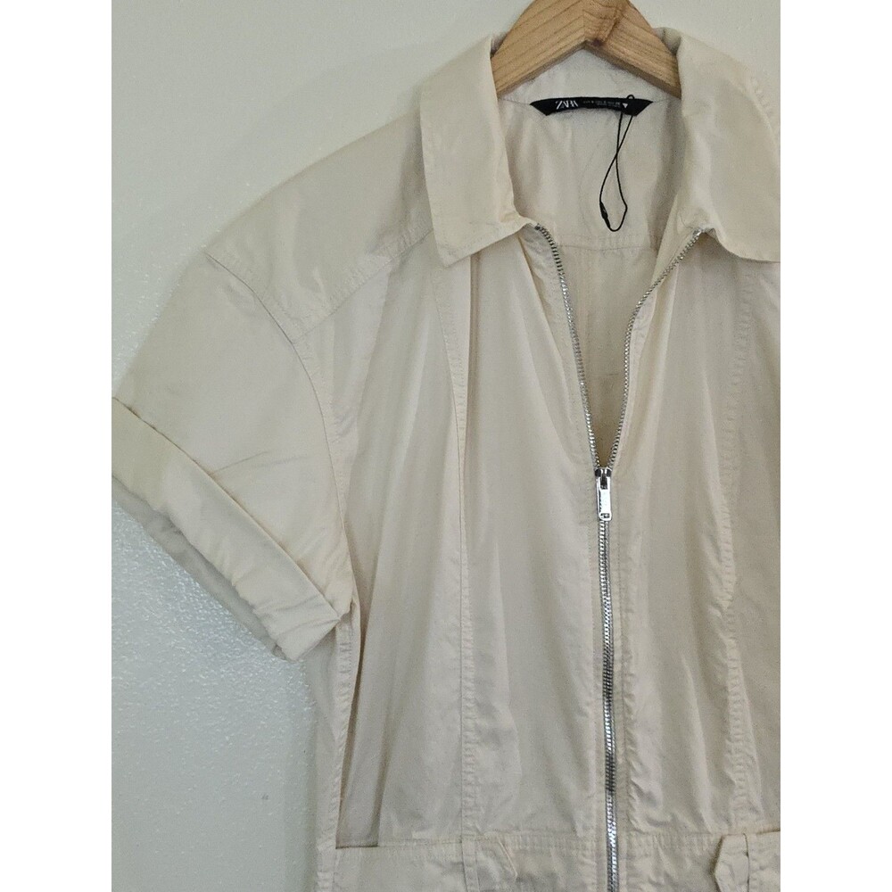 Zara Cream Short-Sleeve Utility Jumpsuit - Picture 3 of 12